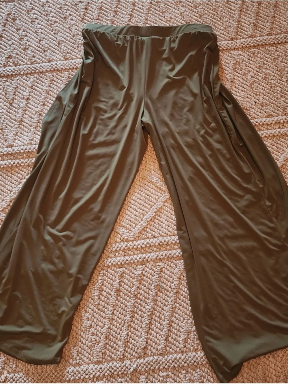H by Halston Olive Green Wide-Leg Pull-On Palazzo Pants